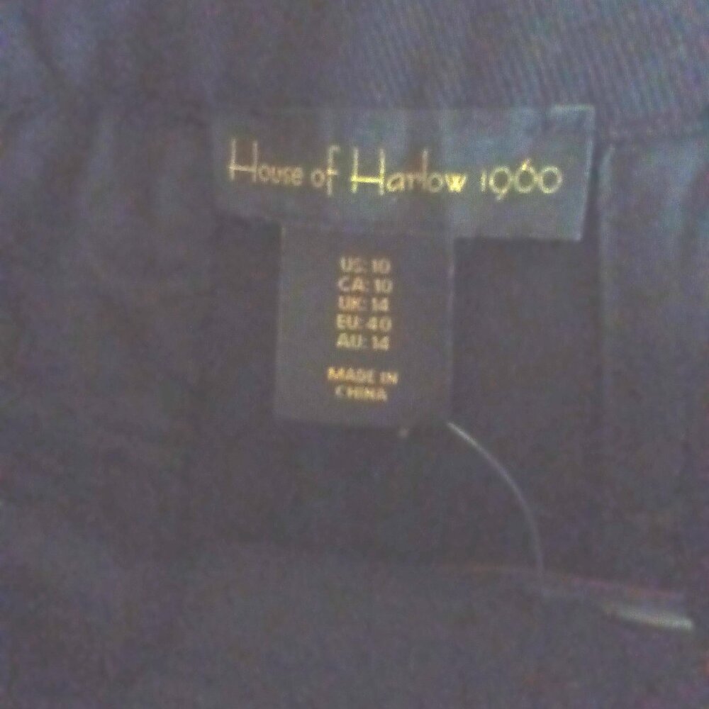 House of Harlow 1960 2PC Black on Black Crystals Denim Crop Top Pantsuit (10)NWT - Picture 7 of 14